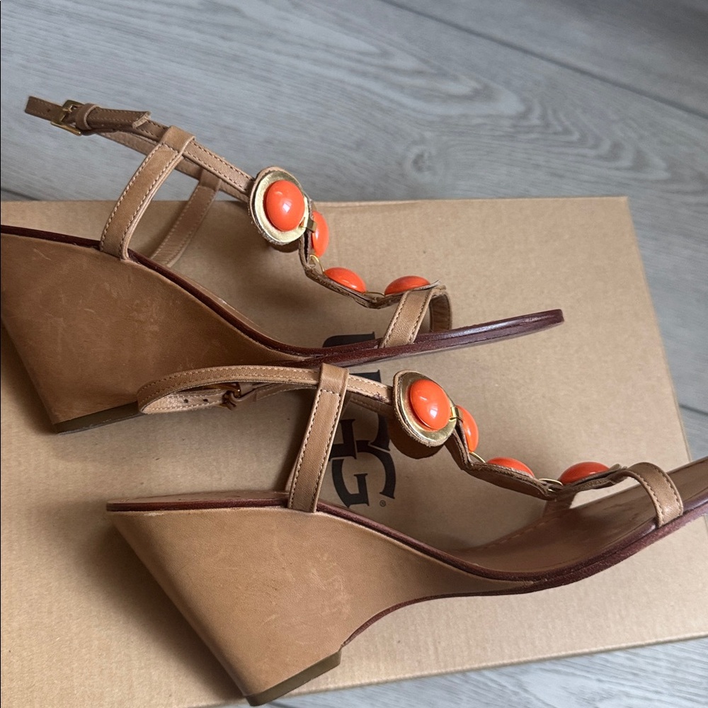 Kate Spade Tan and Orange Beaded Sandals - Picture 7 of 8